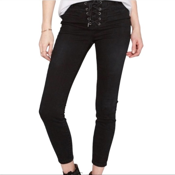 Amuse Society Soho Black Lace Up Skinny Jeans 27 - Picture 1 of 7
